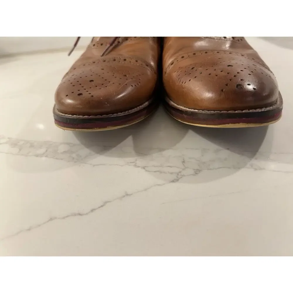 Johnston &‎ Murphy Mens Size 13 M Conrad Captoe Oxford Brown Leather Dress Shoe